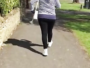 Ebony leggings hot Wife (Follow that butt)