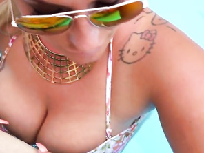 Tami enjoys the pool
