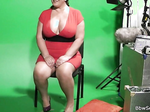 CHUBBY in nylons rides his cheating cock