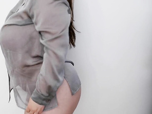 Huge bouncing boobs in see-through shirt